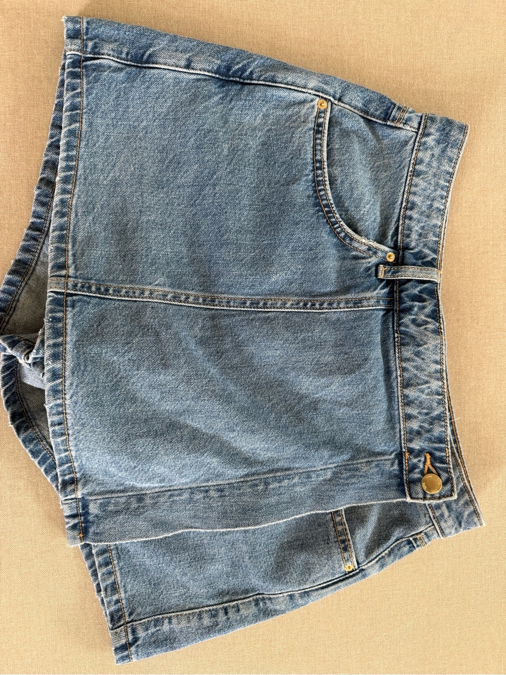 Zara Blue Denim Mini Skirt with Contrast Stitching